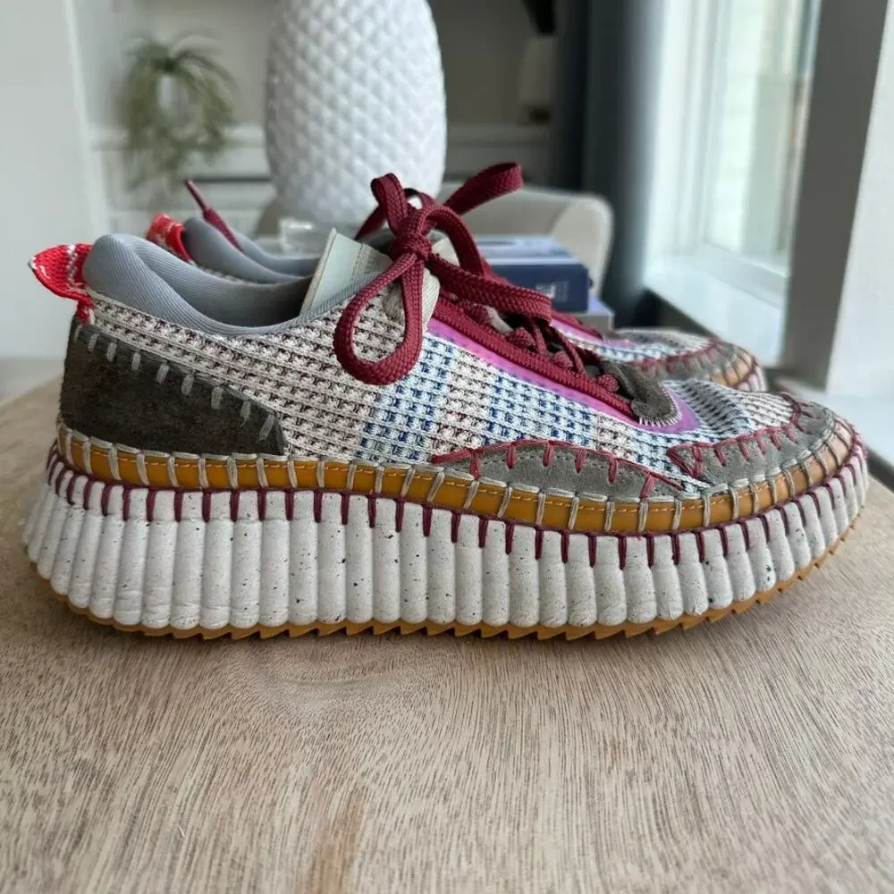 Chloe Nama Joy Red‎ Low Top Platform Sneakers EU 40 US 9.5 Multicolor